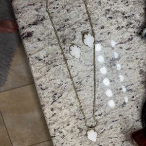 Kendra Scott Gold Necklace and Earring Set with White Accents